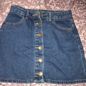 Button-Front Straight Jean Skirt